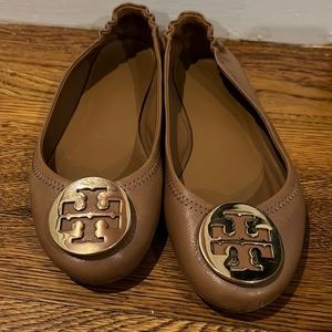 Tory Burch Minnie Ballet Flat size 7 Royal Tan/ Gold